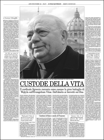 Intervista al cardinale Sgreccia
