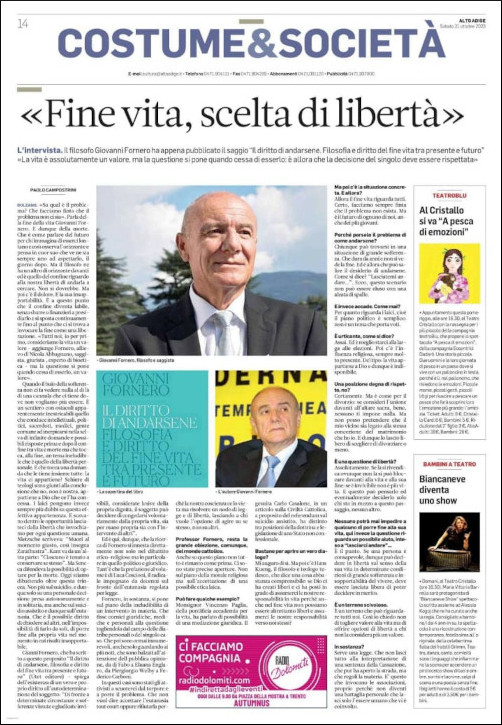 Intervista su Il diritto
di andarsene