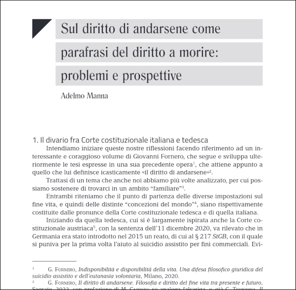 Articolo di Manna sul diritto di andarsene