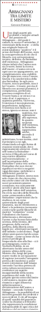 Abbagnano tra limite e
mistero