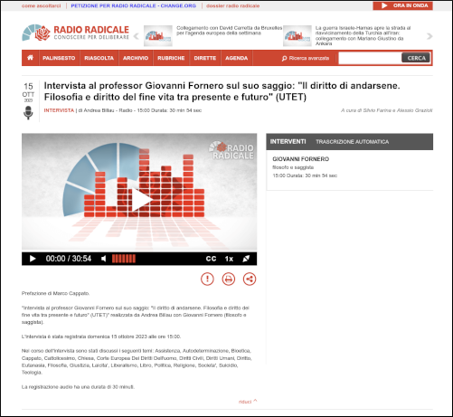 Intervista in Radio
Radicale