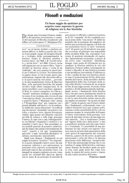 Recensione in Il Foglio