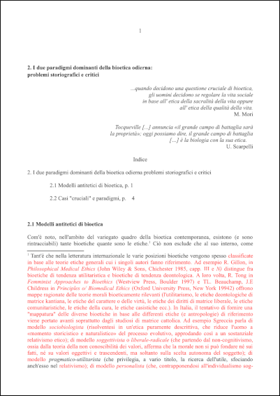 Welby appunta le pagine di Bioetica cattolica e bioetica laica